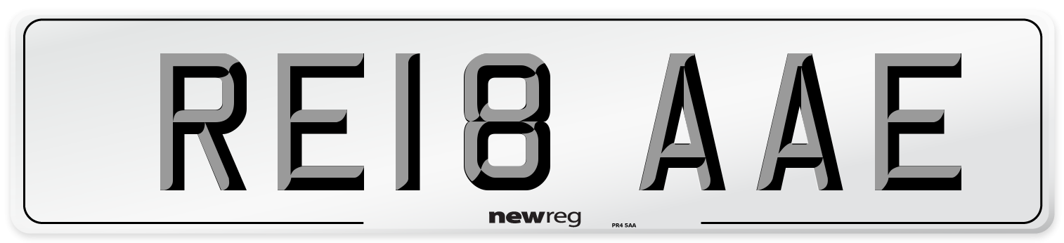 RE18 AAE Number Plate from New Reg